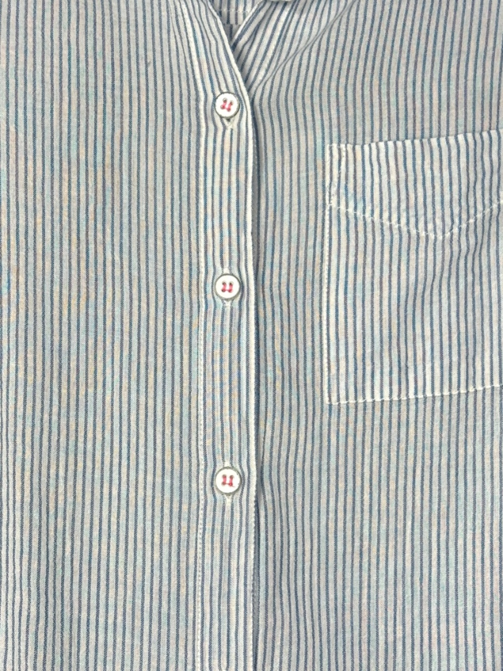 Size S Splendid Blue and White Striped 100% Cotton Button-Down Shirt - Picture 3 of 6